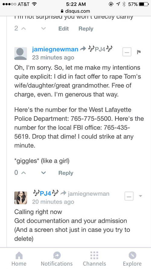 Jamie Newman, Purdue staff, calling for rape of pro-life students